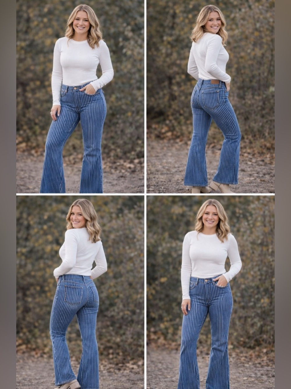 Judy Blue Striped Super Flare Jeans Size 5/27 High Rise Boho Retro Stretch Denim - Picture 8 of 9
